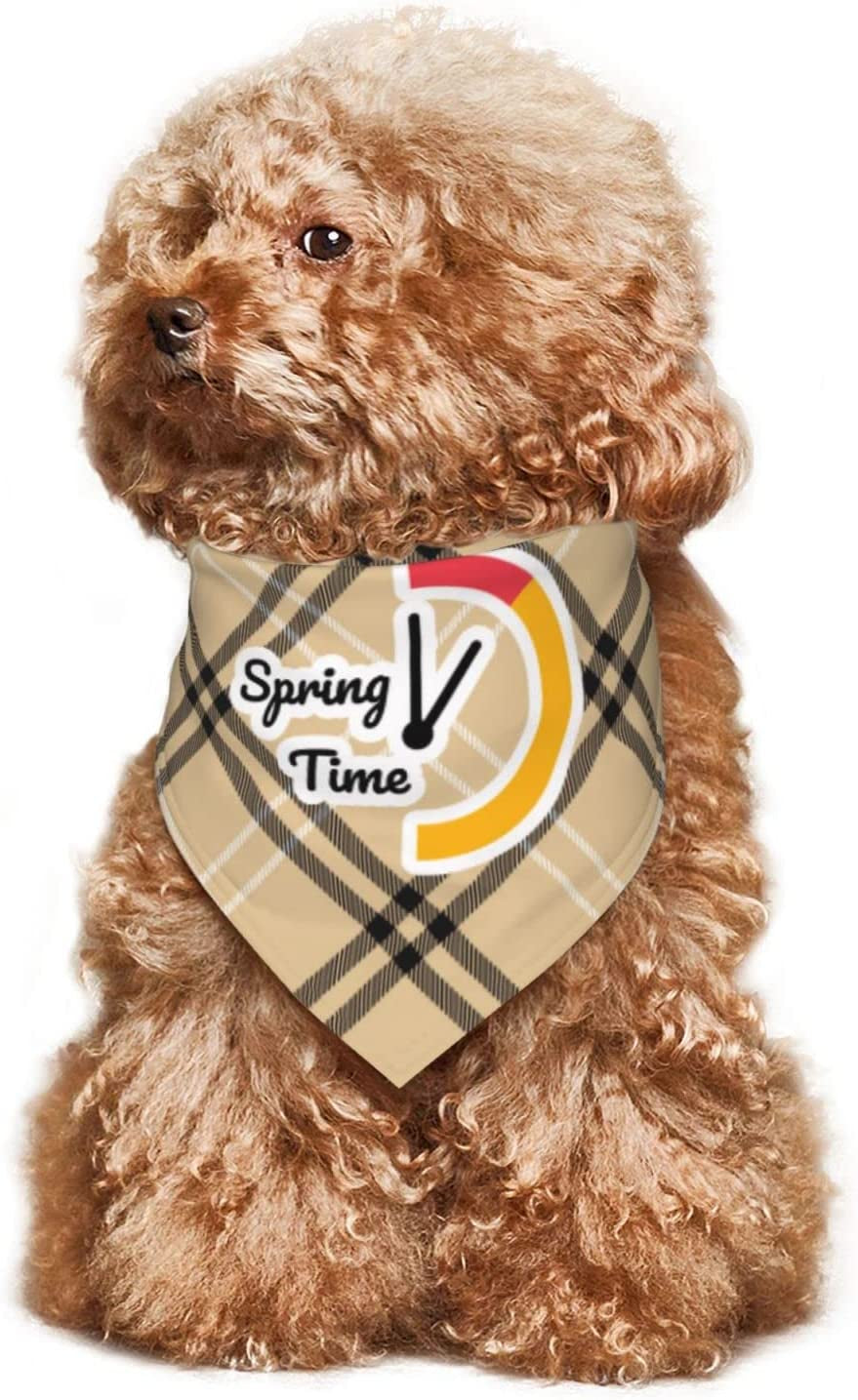 Spring Time Red Yellow Clock Pet Dog and Cat Decorative Triangle Scarf,Dog Bandana,Breathable and Stain Resistant. Animals & Pet Supplies > Pet Supplies > Dog Supplies > Dog Apparel ZALTAS   