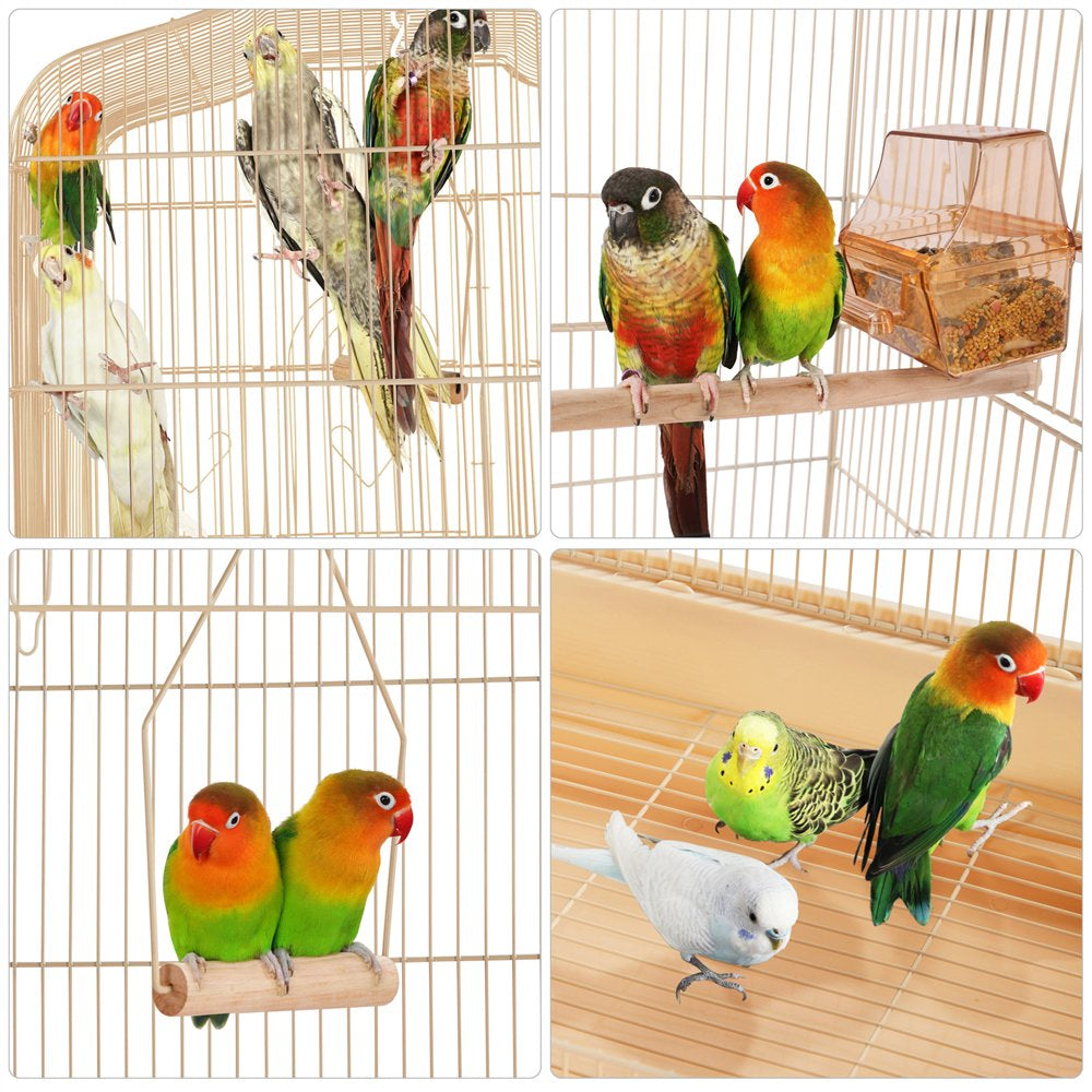 Topeakmart 64''H Open Top Metal Birdcage Rolling Parrot Cage with Detachable Stand, Almond Animals & Pet Supplies > Pet Supplies > Bird Supplies > Bird Cages & Stands Topeakmart   