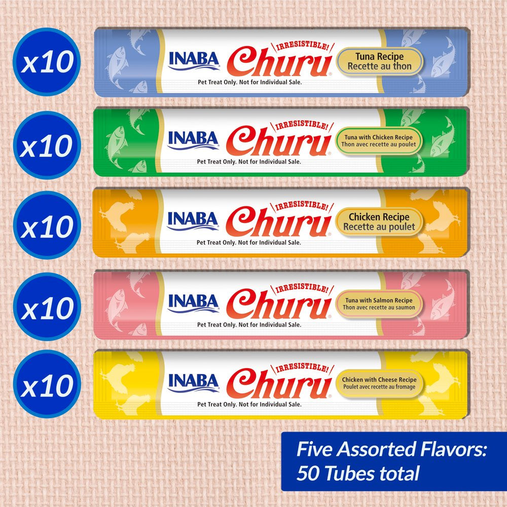 INABA Churu Creamy, Lickable Purée Cat Treat W Taurine, 0.5 Oz, 50 Tubes, Tuna & Chicken Variety Animals & Pet Supplies > Pet Supplies > Cat Supplies > Cat Treats Inaba Foods (USA) Inc.   