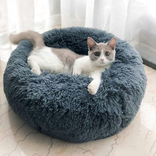 Pet Bed, Fluffy Luxe Soft Plush round Cat and Dog Bed, Donut Cat and Dog Cushion Bed, Self-Warming and Improved Sleep, Orthopedic Relief Shag Faux Fur Bed Cushion Animals & Pet Supplies > Pet Supplies > Cat Supplies > Cat Beds Vicooda L Multicolor 