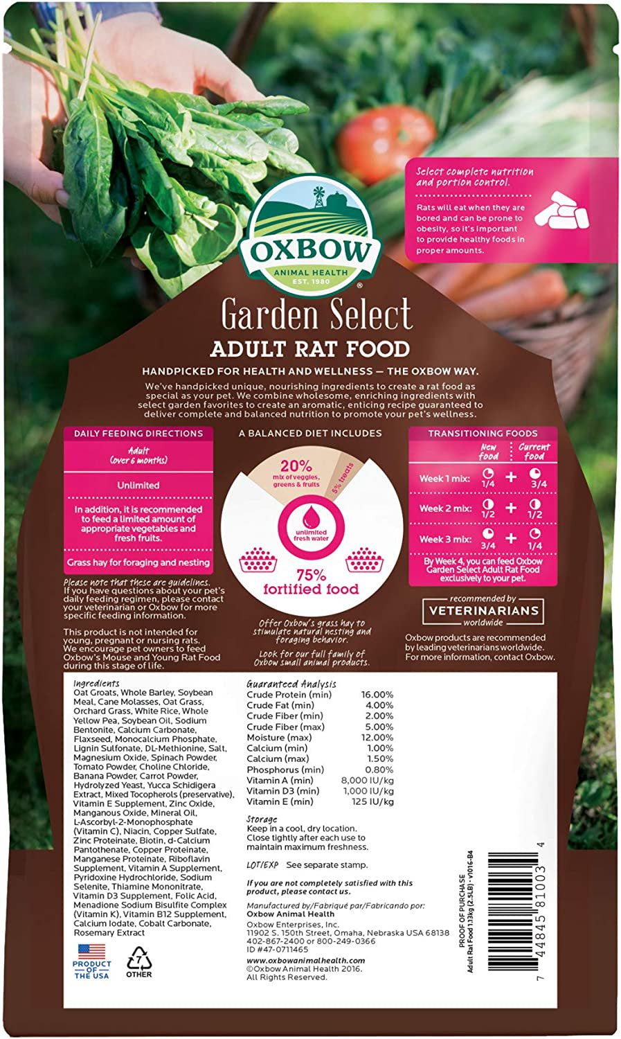 Oxbow Garden Select Fortified Food for Rats, 2.5 Lb Animals & Pet Supplies > Pet Supplies > Small Animal Supplies > Small Animal Food Oxbow   