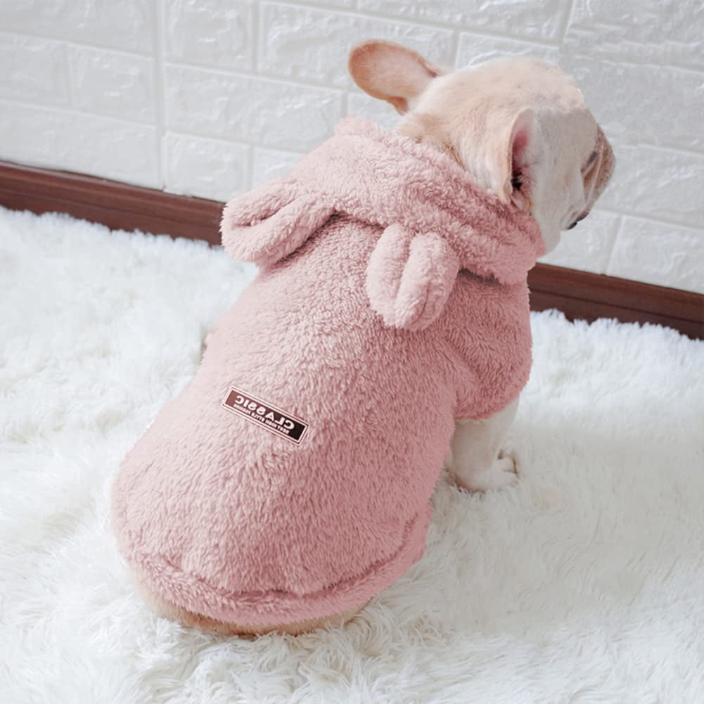 Flutnel Windproof Dog Hoodie Pink Dog Sweaters for Dog Pajamas Winter Warm Dog Coat Cold Weather Dog Jacket Puppy Small Medium Dog Clothes Animals & Pet Supplies > Pet Supplies > Dog Supplies > Dog Apparel Flutnel   