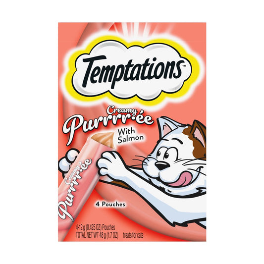 Temptations Salmon Flavor Topper, Crunchy & Soft Treat for Cat, 0.425 Oz. (4 Count)