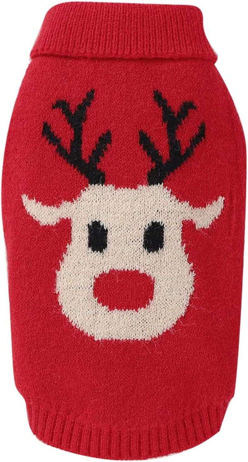 Dog Sweaters Pet Christmas Knitted Sweater Cartoon Reindeer Knitwear Pet Winter Warm Clothes for Dogs Puppy Kitten Cats Red L Animals & Pet Supplies > Pet Supplies > Dog Supplies > Dog Apparel Wallfire red L 