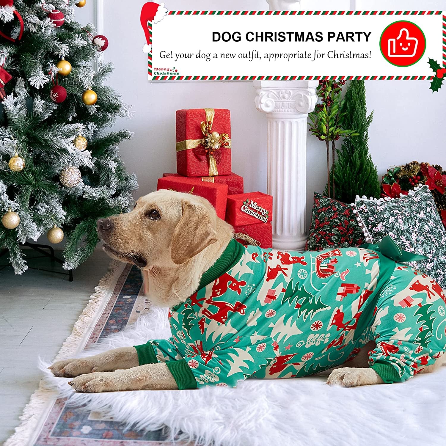 Large Dog Indoor Pajamas for Dogs - Shirts for Big Dogs Xmas