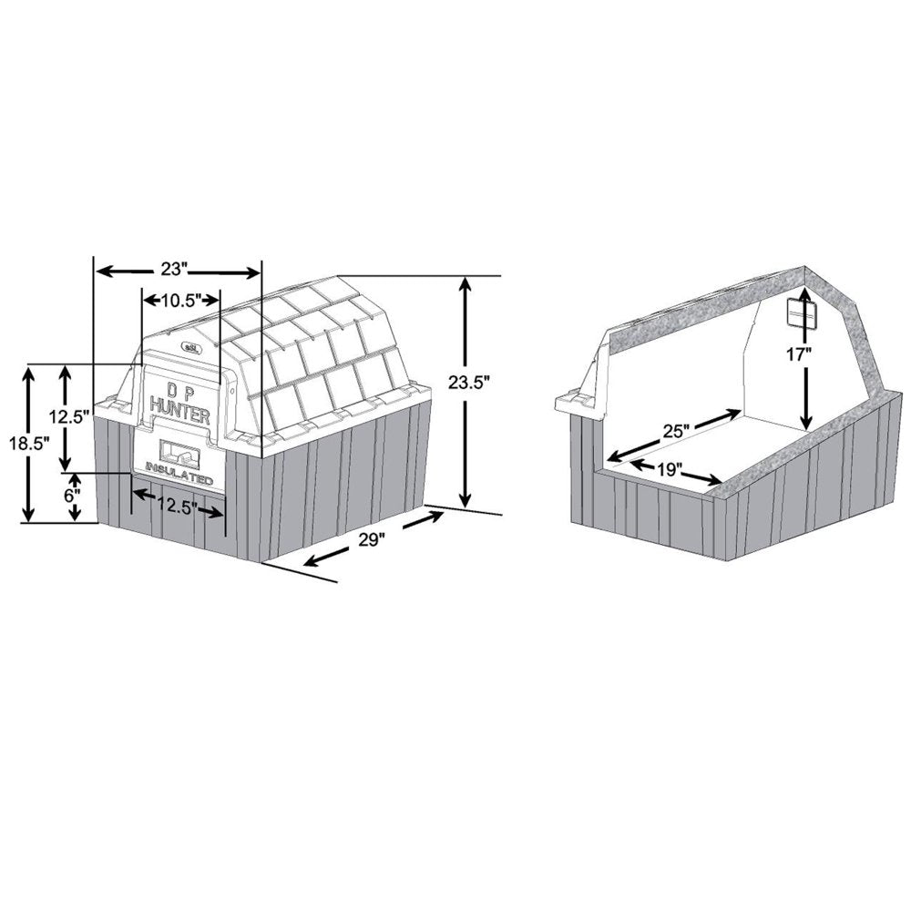 Dog Palace DP Hunter Insulated Dog House, Small, 29"L X 23"W X 23.50"H Animals & Pet Supplies > Pet Supplies > Dog Supplies > Dog Houses ASL Solutions   