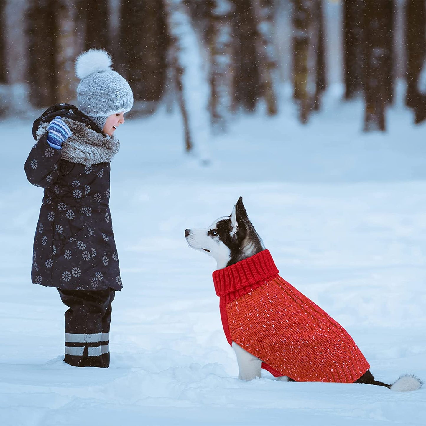 Pedgot 2 Pieces Dog Sweater Turtleneck Knitted Dog Sweater Dog Jumper Coat Warm Pet Winter Clothes Classic Cable Knit Sweater with Yarn Warm Pet Sweater for Fall Winter (Grey and Red, M) Animals & Pet Supplies > Pet Supplies > Dog Supplies > Dog Apparel Pedgot   