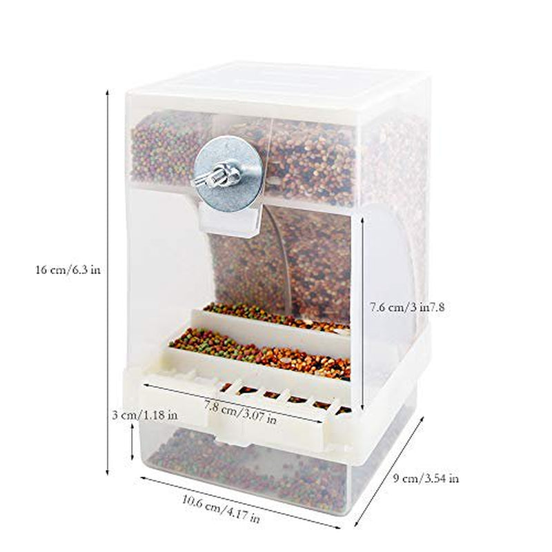 Automatic Bird Feeder No Mess for Cage inside Birds Stuff Cage Accessories Seed Food Container for Small Brids Cockatiel Budgerigar Macaw Finch Budgie Parakeet Conure Canary Parrots Lovebird Animals & Pet Supplies > Pet Supplies > Bird Supplies > Bird Cage Accessories Chneeu   