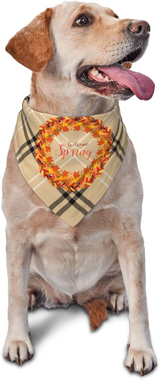 Welcome Spring Typography with Beautiful Pet Dog and Cat Decorative Triangle Scarf,Dog Bandana,Breathable and Stain Resistant. Animals & Pet Supplies > Pet Supplies > Dog Supplies > Dog Apparel ZALTAS   