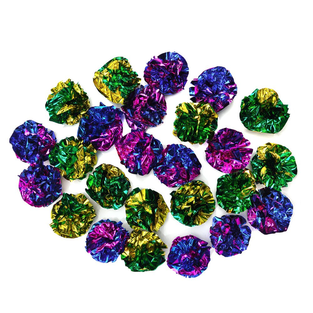 Chiwava 24PCS Mylar Balls Shiny Crinkle Cat Toys Ball Kitten Crackle Lightweight Play 1.6" Assorted Color Animals & Pet Supplies > Pet Supplies > Cat Supplies > Cat Toys Wonpet Co., Ltd   