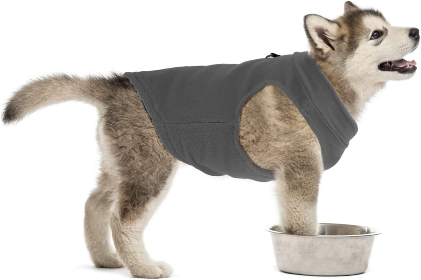 TIESOME Polar Fleece Winter Clothes Pet Vest, Dog Sweater with Leash Ring Warm Pullover Dog Jacket for Winter Dog Sweater Coat Cold Weather Pet Clothes Indoor Outdoor Use (Gray L) Animals & Pet Supplies > Pet Supplies > Dog Supplies > Dog Apparel TIESOME   