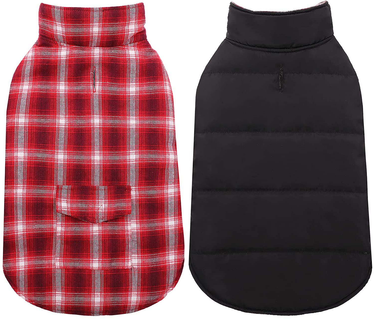 Kuoser Dog Winter Coat, Cozy Reversible British Style Plaid Dog Vest Winter Coat, Waterproof Windproof Warm Dog Apparel for Cold Weather Dog Jacket for Small Medium Large Dogs with Furry Collar L Animals & Pet Supplies > Pet Supplies > Dog Supplies > Dog Apparel Kuoser Red Large (pack of 1) 