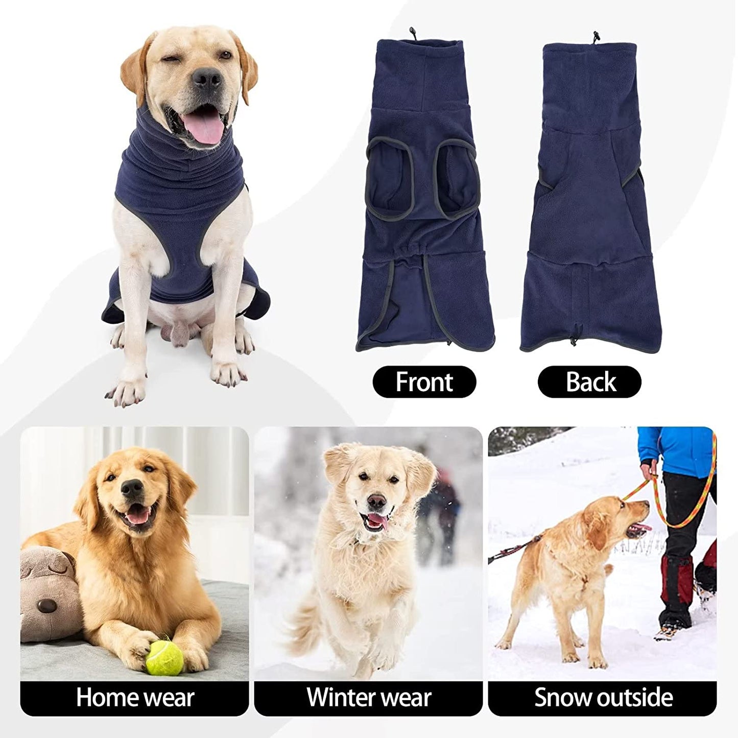 HEYWEAN Dog Fleece Sweater Soft Thickening Warm Pet Shirt Winter Dog Coat Pullover Design and Sleeveless Cloth for Puppy (Blue, S) Animals & Pet Supplies > Pet Supplies > Dog Supplies > Dog Apparel HEYWEAN   