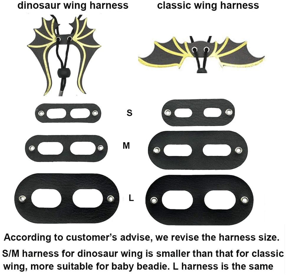Bearded Dragon Lizard Leash Harness - 3 Size Pack Dinosaur Wing Lizard Harness Leash for Bearded Dragon Lizard Reptiles