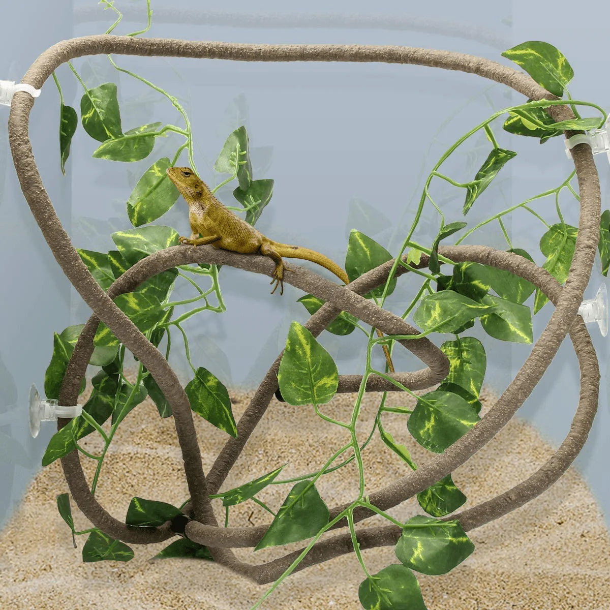 Bearded Dragon Tank Accessories, Coolrunner 8FT Reptile Vines, 6 FT Reptile Leaves and Lizard Hammock with Suction Cups for Lizards Snakes Gecko Iguana Chameleon Tortoise