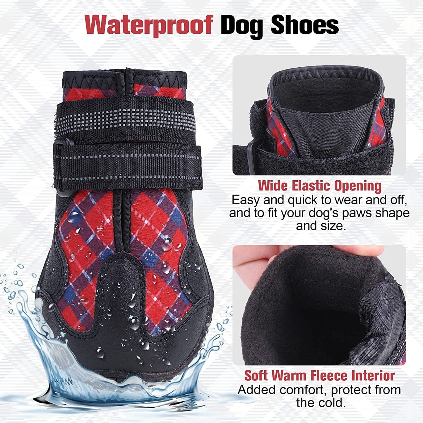 BEAUTYZOO Dog Boots Paw Protectors Shoes for Medium Large Dogs with Reflective Straps Anti-Slip Sole, Waterproof Dog Booties Outdoor 4PCS / Set Animals & Pet Supplies > Pet Supplies > Dog Supplies > Dog Apparel BEAUTYZOO   