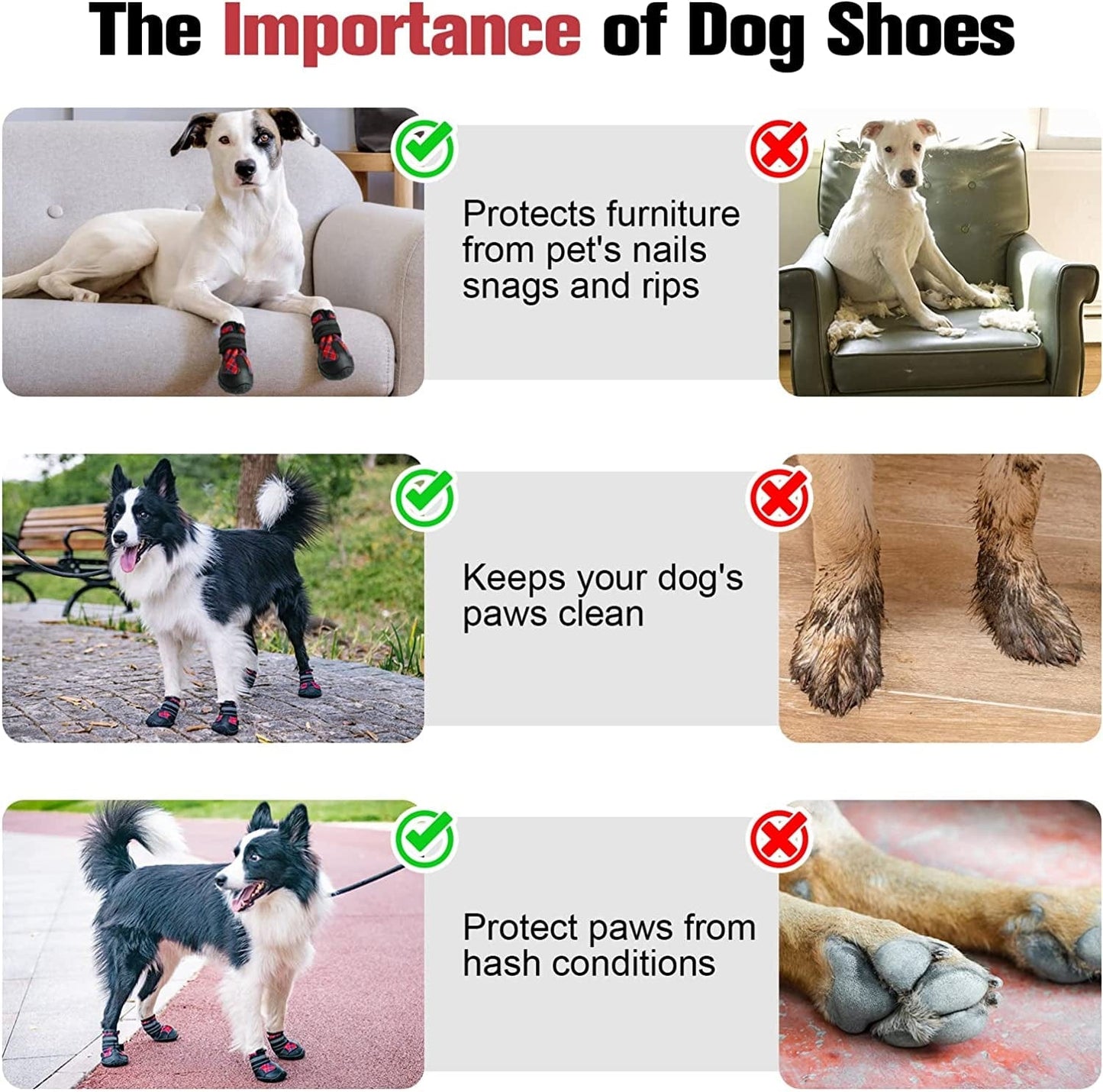 BEAUTYZOO Dog Boots Paw Protectors Shoes for Medium Large Dogs with Reflective Straps Anti-Slip Sole, Waterproof Dog Booties Outdoor 4PCS / Set Animals & Pet Supplies > Pet Supplies > Dog Supplies > Dog Apparel BEAUTYZOO   