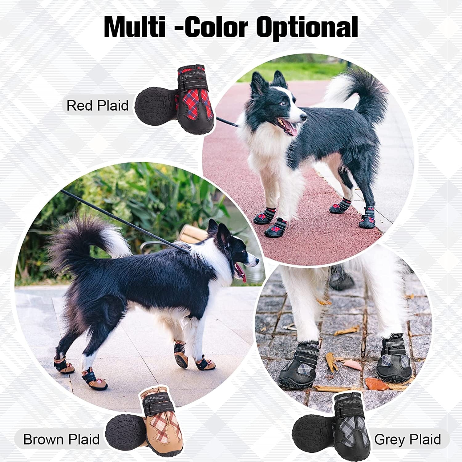 BEAUTYZOO Dog Boots Paw Protectors Shoes for Medium Large Dogs with Reflective Straps Anti-Slip Sole, Waterproof Dog Booties Outdoor 4PCS / Set Animals & Pet Supplies > Pet Supplies > Dog Supplies > Dog Apparel BEAUTYZOO   