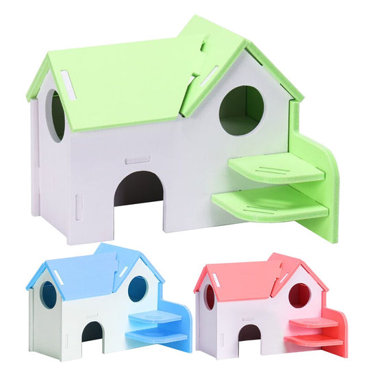 Walbest Wooden Hamster House,Pet Small Animal Hideout, Assemble Hamster Hut Villa, Cage Habitat Decor Accessories,Play Toys for Dwarf,Hedgehog,Syrian Hamster,Gerbils Mice Animals & Pet Supplies > Pet Supplies > Small Animal Supplies > Small Animal Habitats & Cages Walbest Green  