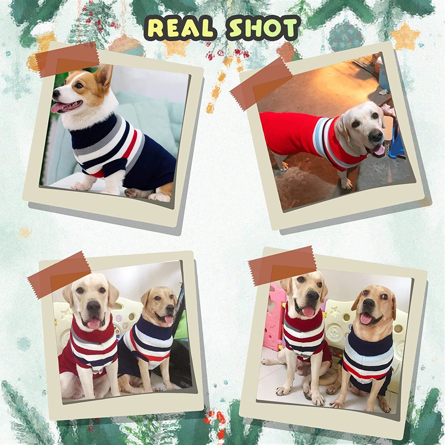 Rypet 2 Packs Striped Dog Sweater - Warm Knitted Sweater Soft Turtleneck Knitwear Dog Winter Clothes for Small Medium Large Dogs Animals & Pet Supplies > Pet Supplies > Dog Supplies > Dog Apparel Rypet   