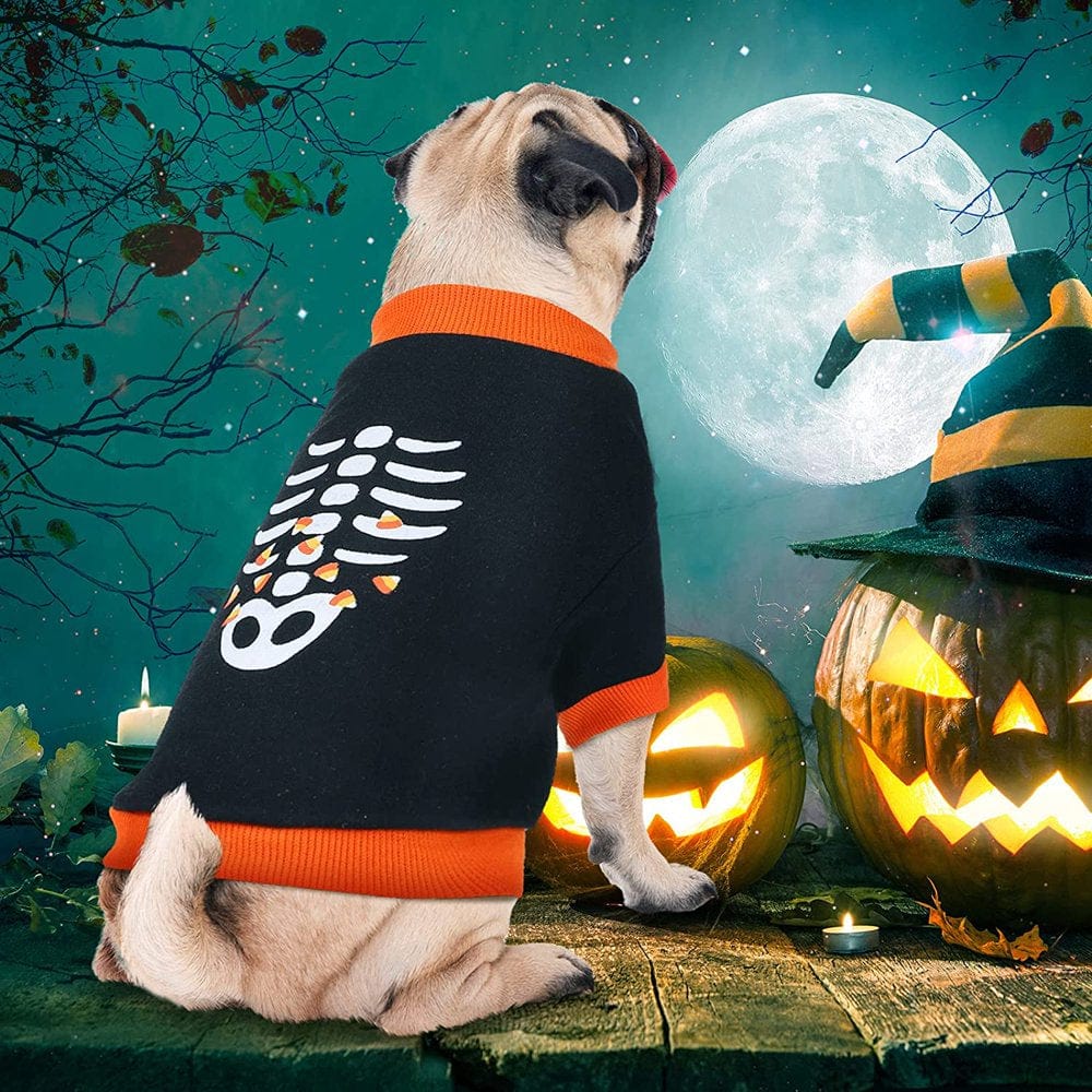 Bellaven Halloween Dog Shirt Puppy Pet T-Shirt Halloween Ghost Pet Costume Cute Pumpkin Dog Clothes for Small Dogs Cats Pet Apparel Halloween Party Cosplay Animals & Pet Supplies > Pet Supplies > Cat Supplies > Cat Apparel Bellaven   