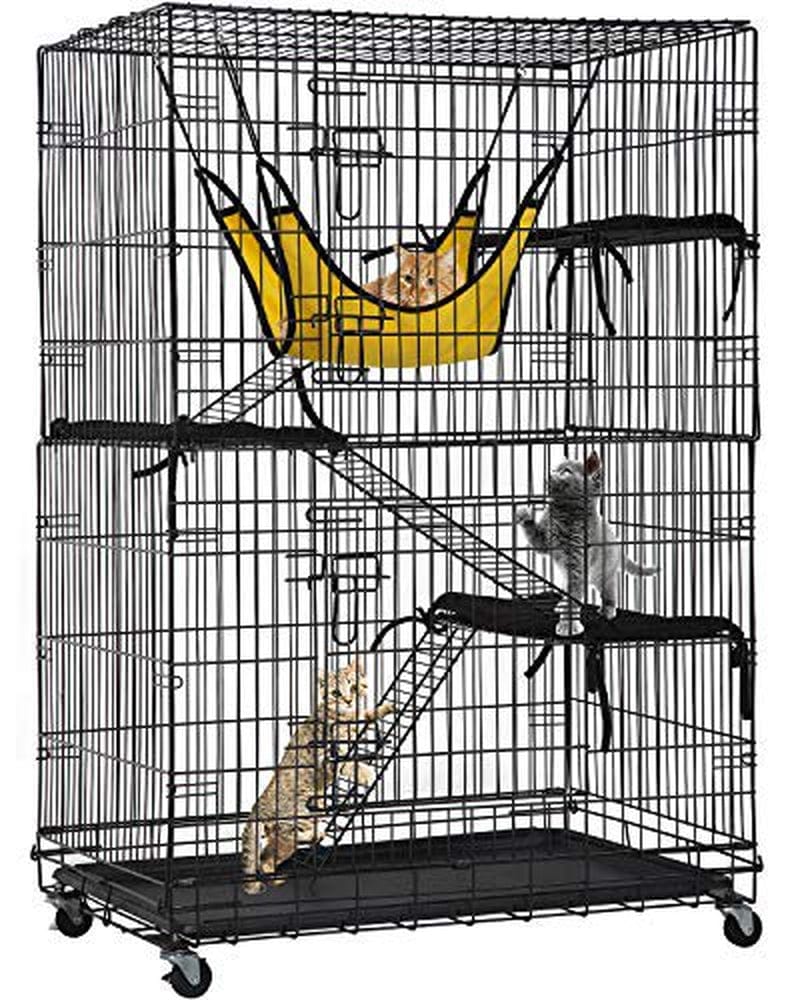 Bestpet Cat Cage Cat Crate Cat Kennel 48 Inches Cat Playpen with Free Hammock 3 Cat Bed 2 Front Doors 2 Ramp Ladders Perching Shelves Animals & Pet Supplies > Pet Supplies > Dog Supplies > Dog Kennels & Runs BestPet   