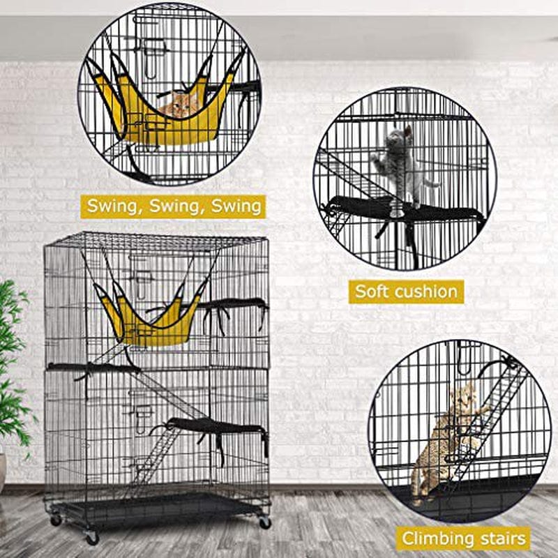 Bestpet Cat Cage Cat Crate Cat Kennel 48 Inches Cat Playpen with Free Hammock 3 Cat Bed 2 Front Doors 2 Ramp Ladders Perching Shelves Animals & Pet Supplies > Pet Supplies > Dog Supplies > Dog Kennels & Runs BestPet   