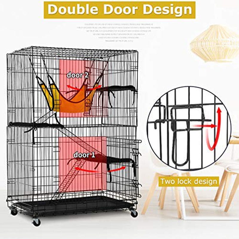 Bestpet Cat Cage Cat Crate Cat Kennel 48 Inches Cat Playpen with Free Hammock 3 Cat Bed 2 Front Doors 2 Ramp Ladders Perching Shelves Animals & Pet Supplies > Pet Supplies > Dog Supplies > Dog Kennels & Runs BestPet   