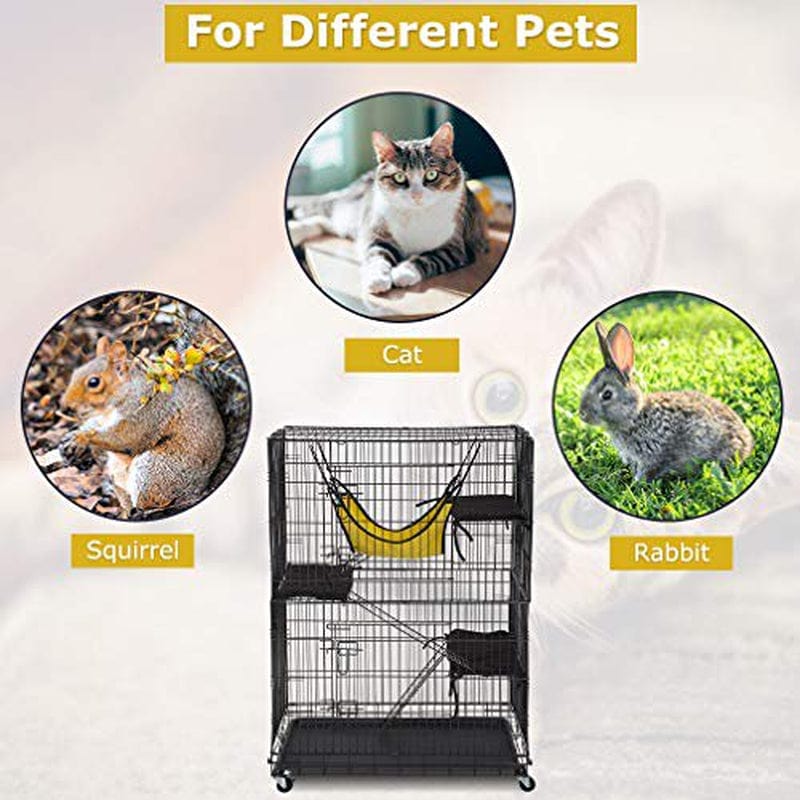 Bestpet Cat Cage Cat Crate Cat Kennel 48 Inches Cat Playpen with Free Hammock 3 Cat Bed 2 Front Doors 2 Ramp Ladders Perching Shelves Animals & Pet Supplies > Pet Supplies > Dog Supplies > Dog Kennels & Runs BestPet   