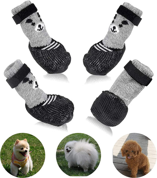 BESUNTEK Dog Boots,Dog Cat Boots Shoes Socks with Adjustable Waterproof Breathable and Anti-Slip Sole All Weather Protect Paws(Only for Tiny Dog),4Pcs (L, Grey) Animals & Pet Supplies > Pet Supplies > Dog Supplies > Dog Apparel BESUNTEK   