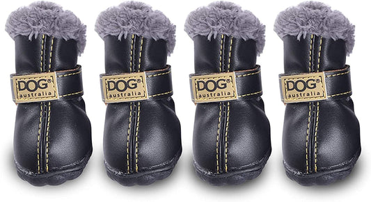 BESUNTEK Dog Boots Waterproof Shoes Pet Shoes Winter Warm Skid Proof Sneakers Anti-Slip Sole Paw Protectors Small Puppy Shoes 4PCS (1#-Paw L*W=1.26" X 1.06", Black) Animals & Pet Supplies > Pet Supplies > Dog Supplies > Dog Apparel BESUNTEK Black 2#-Paw L*W=1.61" x 1.41" 