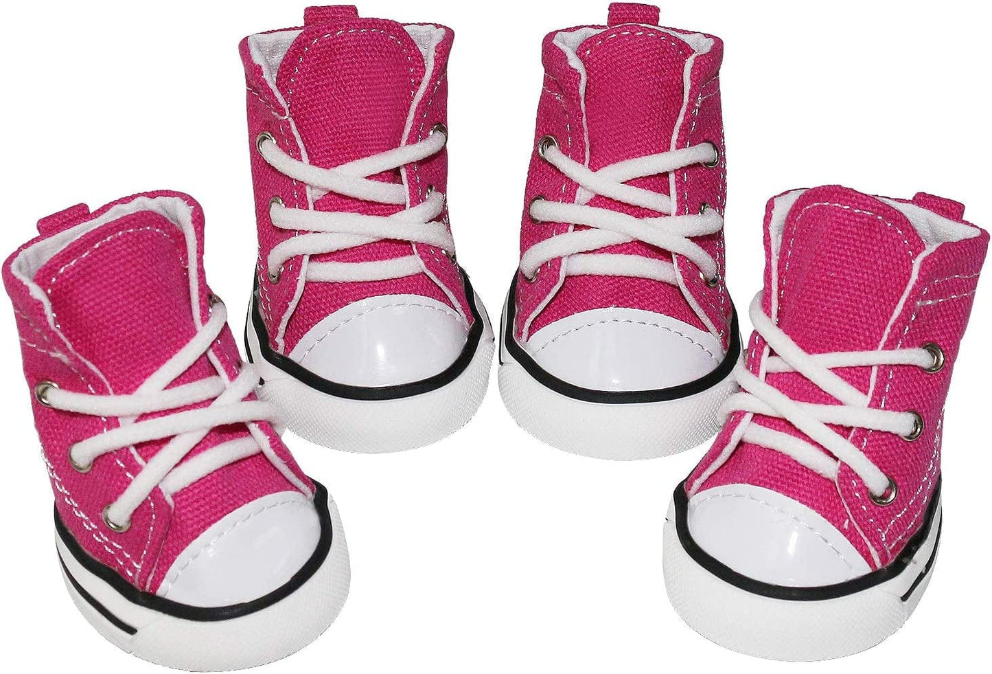 BESUNTEK Pet Dog Shoes, Puppy Canvas Sport Shoes Sneaker Boots, Non Slip Causal Shoes Dog & Cat Paw Protective Cover for Outdoor Walking, Sports and Hot Pavement, 4Pcs Animals & Pet Supplies > Pet Supplies > Dog Supplies > Dog Apparel BESUNTEK Pink #6 