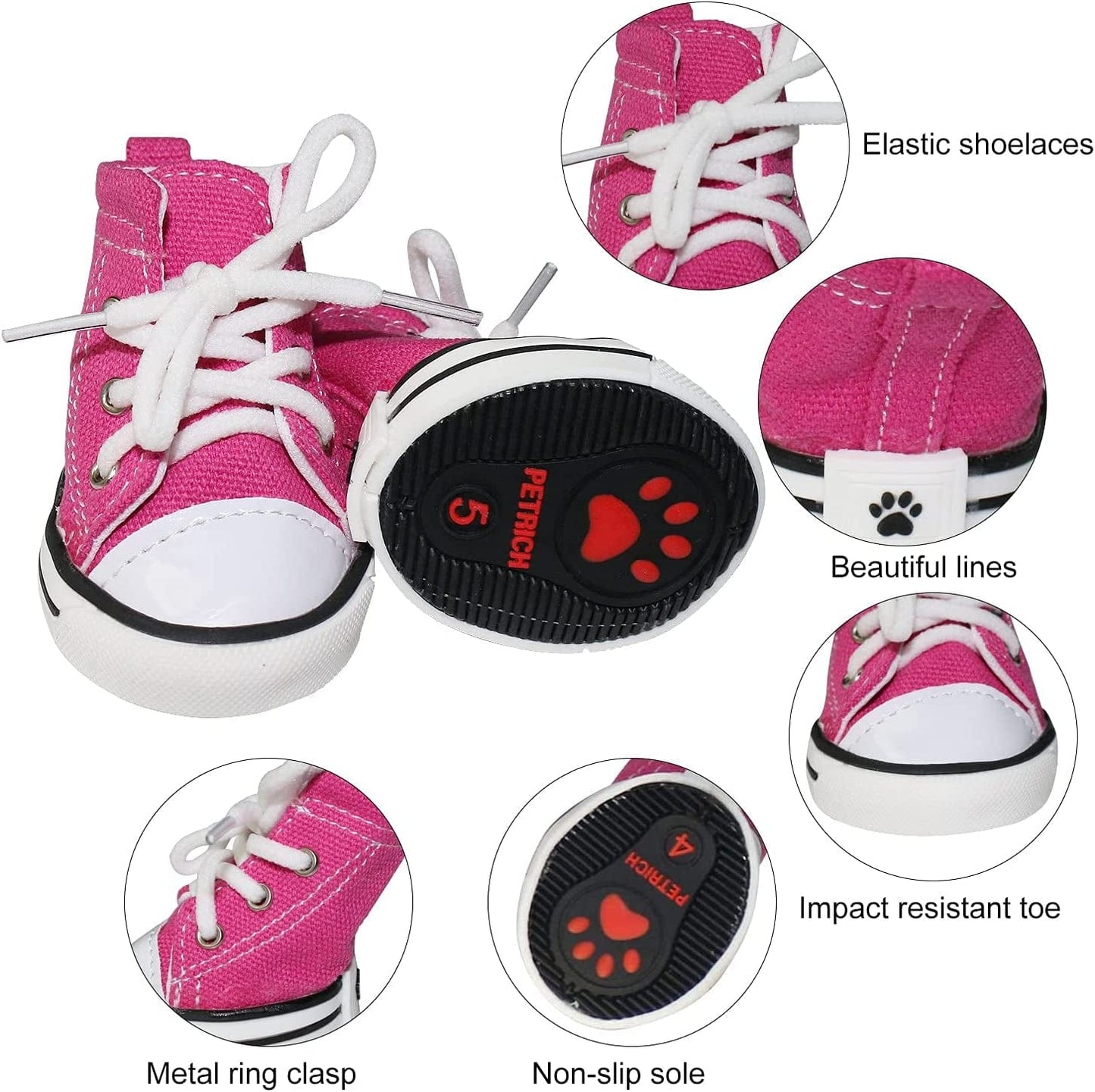 BESUNTEK Pet Dog Shoes, Puppy Canvas Sport Shoes Sneaker Boots, Non Slip Causal Shoes Dog & Cat Paw Protective Cover for Outdoor Walking, Sports and Hot Pavement, 4Pcs Animals & Pet Supplies > Pet Supplies > Dog Supplies > Dog Apparel BESUNTEK   