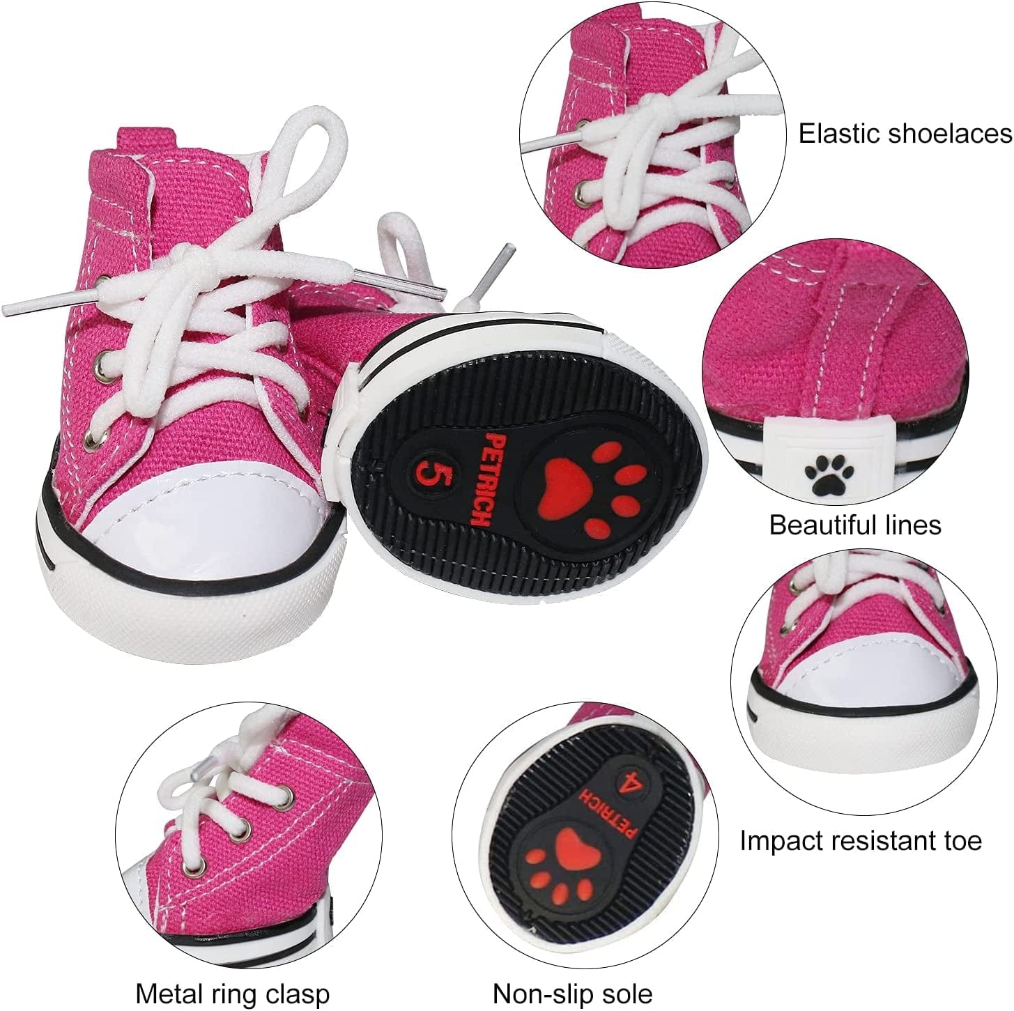 BESUNTEK Pet Dog Shoes, Puppy Canvas Sport Shoes Sneaker Boots, Non Slip Causal Shoes Dog & Cat Paw Protective Cover for Outdoor Walking, Sports and Hot Pavement, 4Pcs Animals & Pet Supplies > Pet Supplies > Dog Supplies > Dog Apparel BESUNTEK   