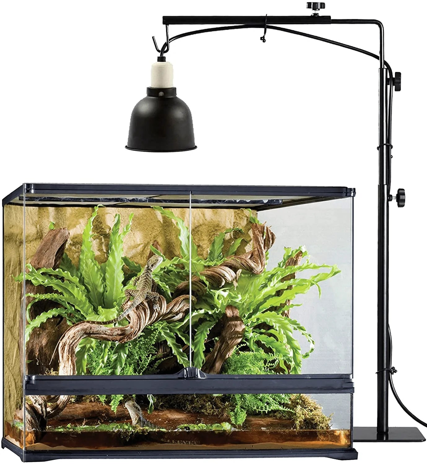 BETAZOOER Reptile Lamp Stand Adjustable 15-35.5 in Floor Light Holder Stand Landing Lamp Stand Bracket Metal Lamp Support for Reptile Glass Terrarium Heating Light Animals & Pet Supplies > Pet Supplies > Reptile & Amphibian Supplies > Reptile & Amphibian Habitat Heating & Lighting BETAZOOER   