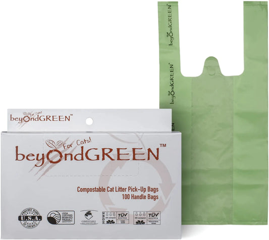 Beyondgreen Plant-Based Cat Litter Poop Waste Pick-Up Bags with Handles - 100 Bags - 8 in X 16 In Animals & Pet Supplies > Pet Supplies > Cat Supplies > Cat Litter Box Liners beyondGREEN 100 Bags  