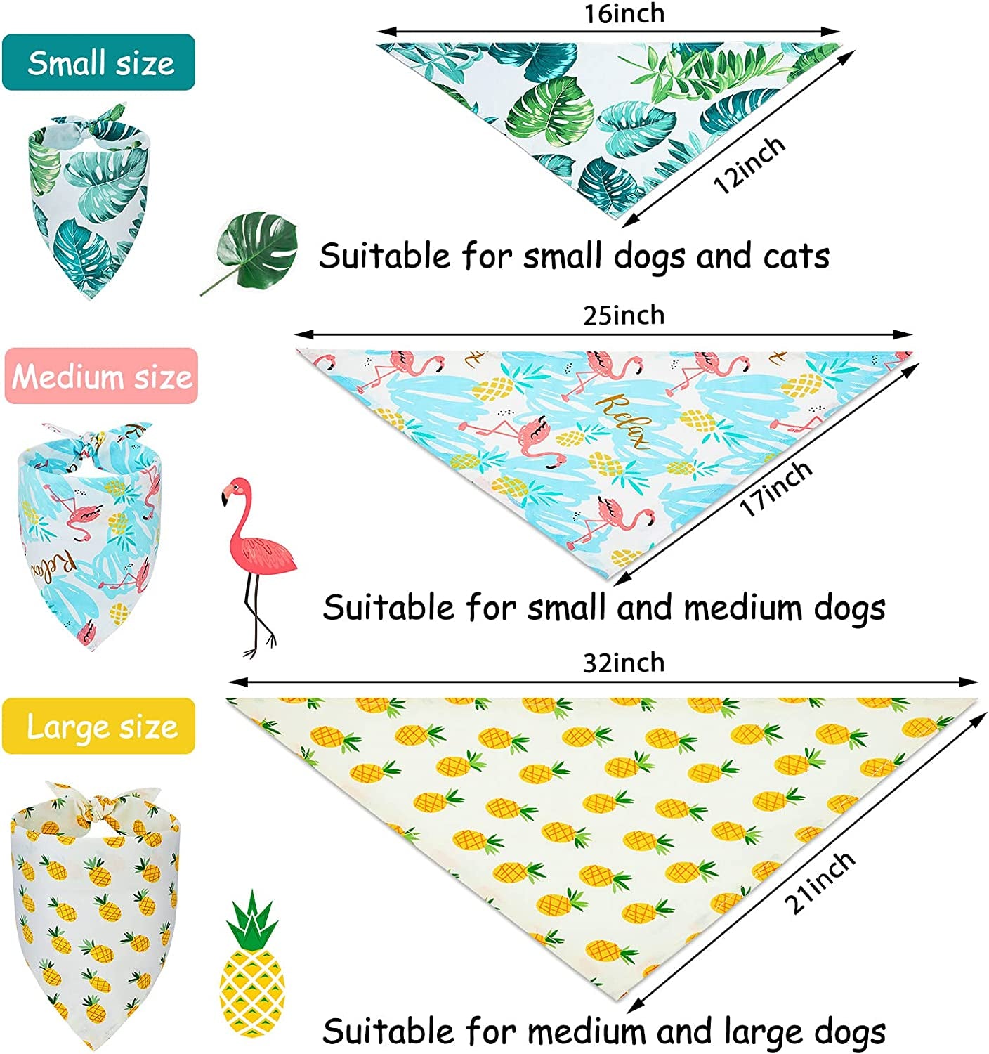 6 Pieces Summer Triangle Dog Bandana Hawaii Dog Bandana Flamingo Triangle Pet Bibs Reversible Dog Scarf Adjustable Washable Pet Kerchief Animals & Pet Supplies > Pet Supplies > Dog Supplies > Dog Apparel Frienda   