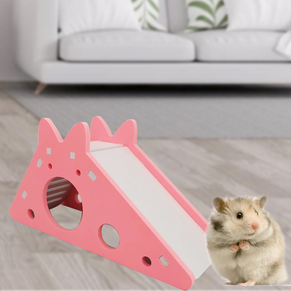 Walbest Hamster Hideout,Cute Hamster Exercise Toy Wooden Hamster House with Ladder Slide for Guinea Pig Hamster Cage Accessories,Small Animal Habitat Sleeping Nest Animals & Pet Supplies > Pet Supplies > Small Animal Supplies > Small Animal Habitats & Cages Walbest   