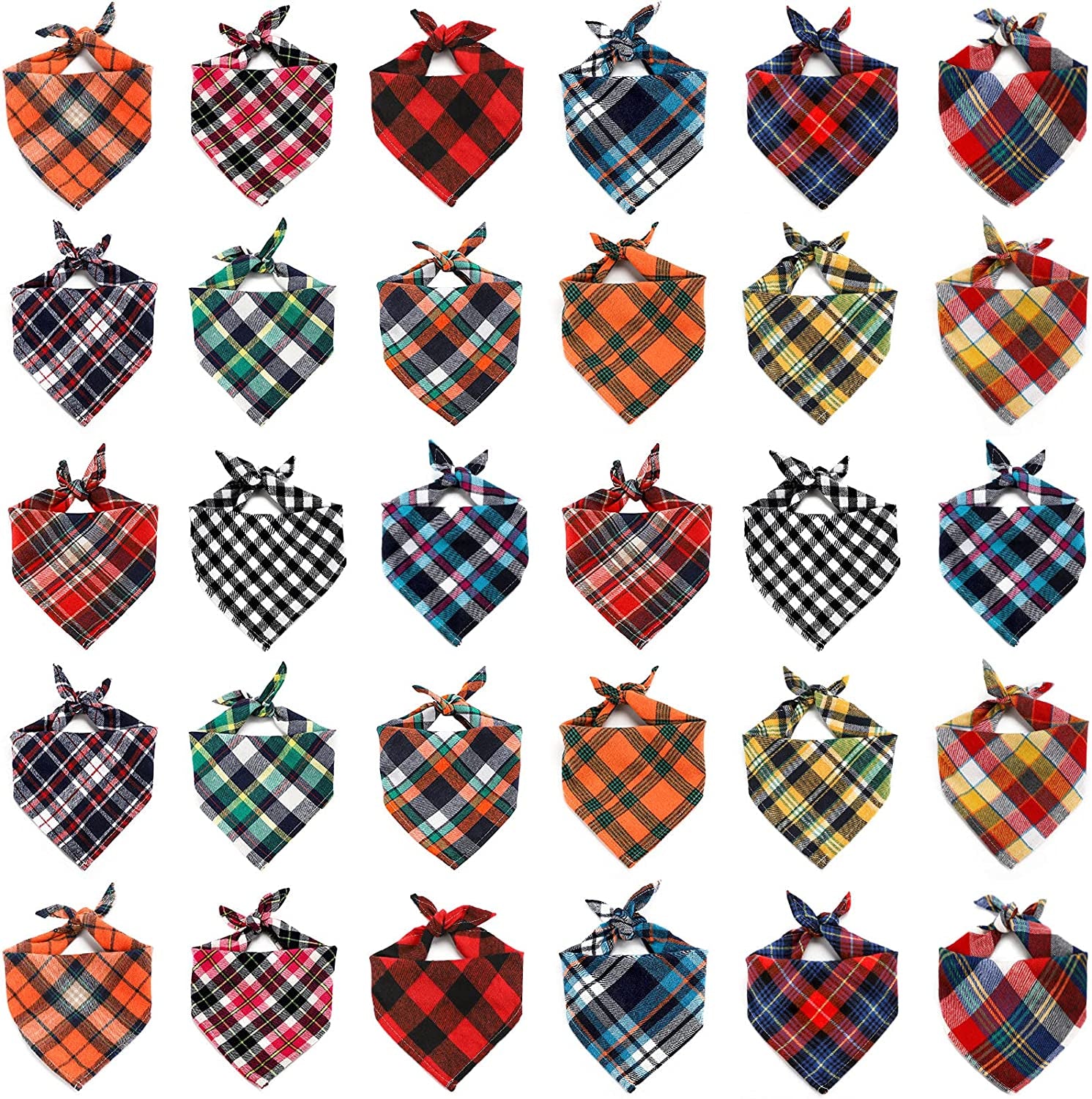 Segarty Dog Bandanas, 30 Pack 22.8"X15.7" Pet Triangle Scarf Plaid Bibs Accessories Bulk for Medium Small Dogs Cats Large Puppy Dogs, Adjustable Washable Reversible Boy Pets Birthday Kerchief Animals & Pet Supplies > Pet Supplies > Dog Supplies > Dog Apparel Petarty 30PCS_Various Plaid  