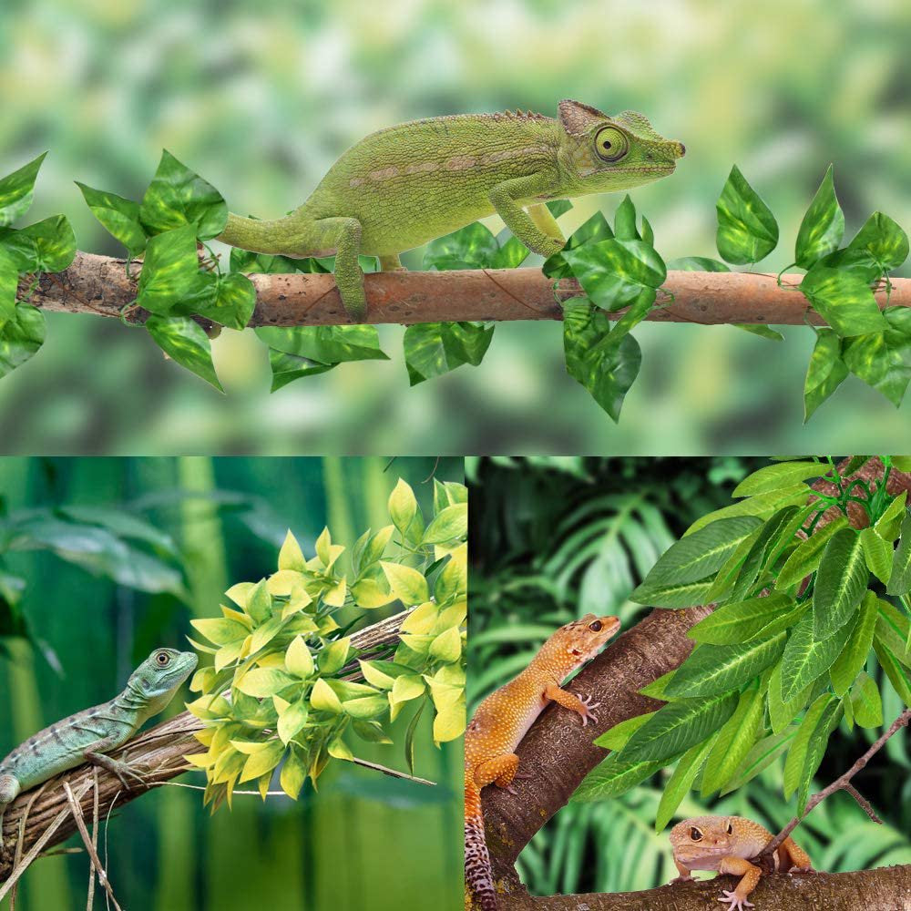 Forzero Reptile Plants Amphibian Hanging Plants for Lizards Geckos Bearded Dragons Snake Hermit Crab Tank Pets Habitat Decorations