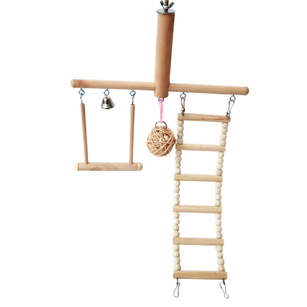 Bird Cage Stand for Play Gym Conure Parrot Perch Playground Climbing Ladder Swing Rattan Ball Chew Toys Animals & Pet Supplies > Pet Supplies > Bird Supplies > Bird Ladders & Perches WANGFUFU   