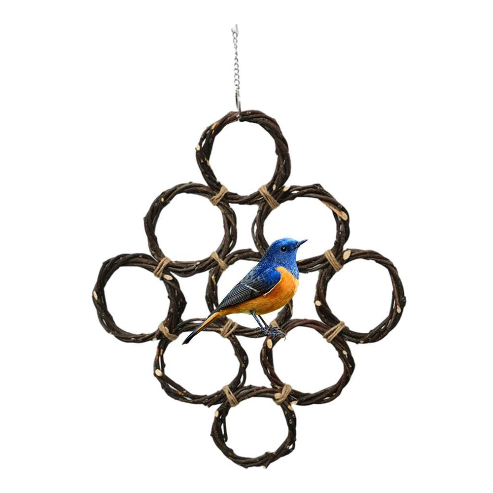 Bird Foraging Wall Bird Climbing Net Parrot Activity Parrot Hanging Standing Climbing Net Straw Braid for Cockatiel Birds Cage Accessories , with Cane Ball Animals & Pet Supplies > Pet Supplies > Bird Supplies > Bird Cage Accessories Menolana Without Cane Ball  