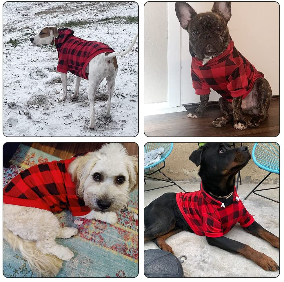 EXPAWLORER Plaid Dog Hoodie Pet Clothes - Warm Soft Dog Sweater with Windproof Hood, Dog Pajamas Sweatshirt, Fall Winter Jacket Coat for Small to Large Dogs, Ideal Gifts for Birthday Animals & Pet Supplies > Pet Supplies > Dog Supplies > Dog Apparel EXPAWLORER   