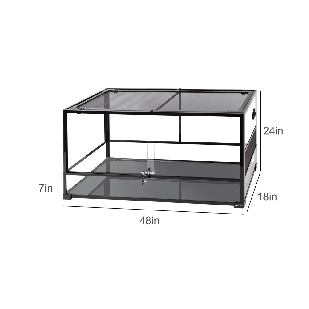 REPTI ZOO 90Gallon Reptile Large Terrarium Upgrade Glass Front Opening Tank Sliding Door with Screen Ventilation Reptile Terrarium about 48" X 18" X 24"(Knock-Down) Animals & Pet Supplies > Pet Supplies > Small Animal Supplies > Small Animal Habitat Accessories Etan Pet Supplies INC.   