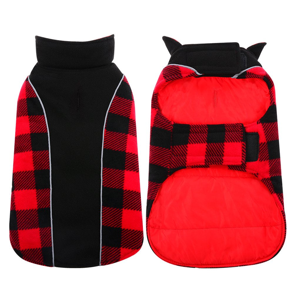 Kuoser Reversible Dog Winter Coat, Reflective Waterproof Dog Jacket, Cotton Lined Vest Windproof Outdoor for Small Medium and Large Dogs Animals & Pet Supplies > Pet Supplies > Dog Supplies > Dog Apparel Kuoser XXL--Chest Girth:29.5-34.6" Red 