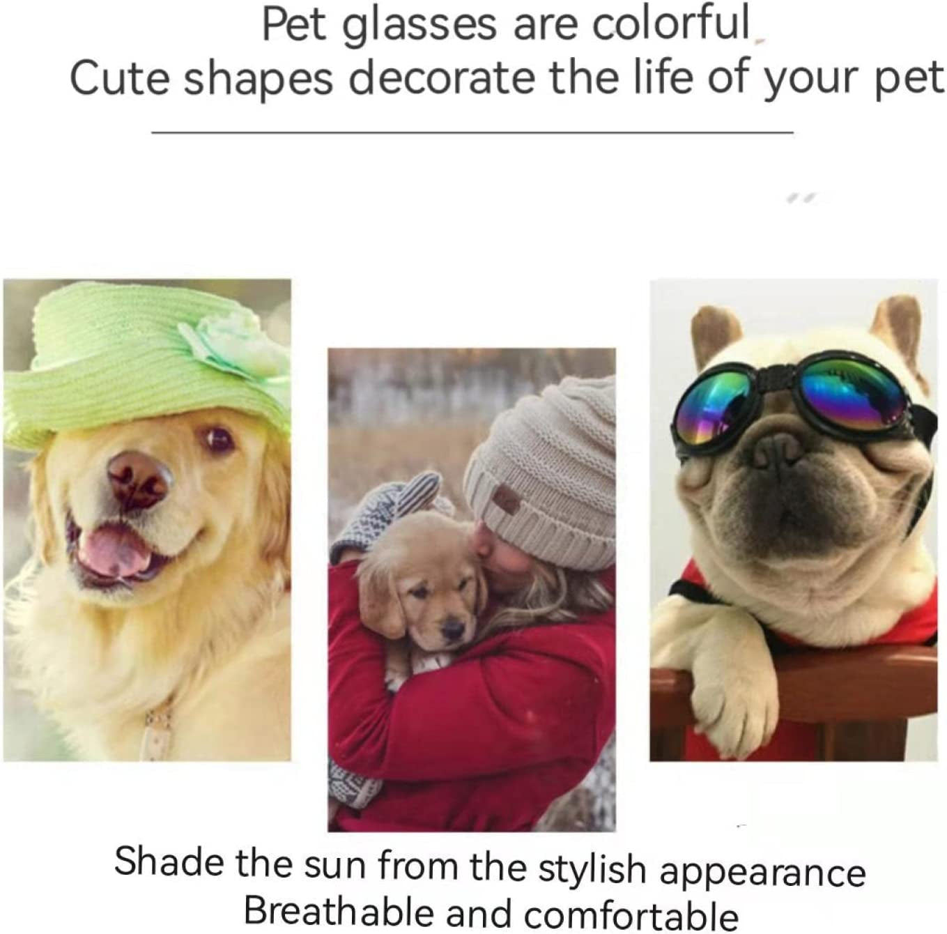 AOOF Pet Dog Glasses Eye Mask Prevent Sunglasses Colorful Waterproof Pet Glasses Sunglasses Dog Sunglasses Goggles Medium and Large Dogs Windproof Shading Pink Framed Red Tablet, Blue,Silver Animals & Pet Supplies > Pet Supplies > Dog Supplies > Dog Apparel AOOF   