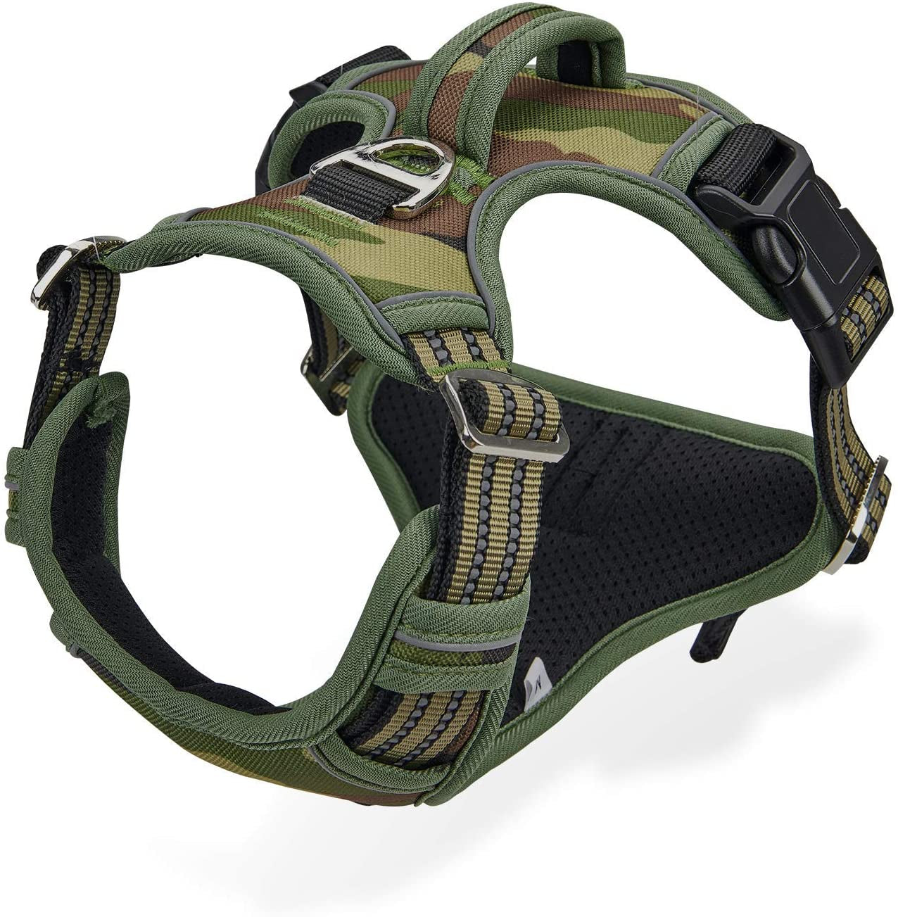 Dog Harness for Large Dogs No Pull with Handle 2 Metal Leash Clips, Adjustable Reflective Puppy Harness, Breathable Camo Oxford Padded Vest Easy Control Front Clip for Medium Large Dogs Animals & Pet Supplies > Pet Supplies > Dog Supplies > Dog Apparel Dociote Camouflage Green Small (Pack of 1) 