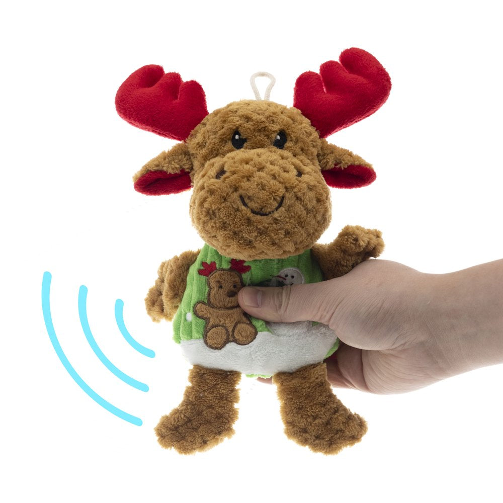 Vibrant Life Holiday 9.5-Inch Stuffed Plush Christmas Winter Reindeer Dog Toy