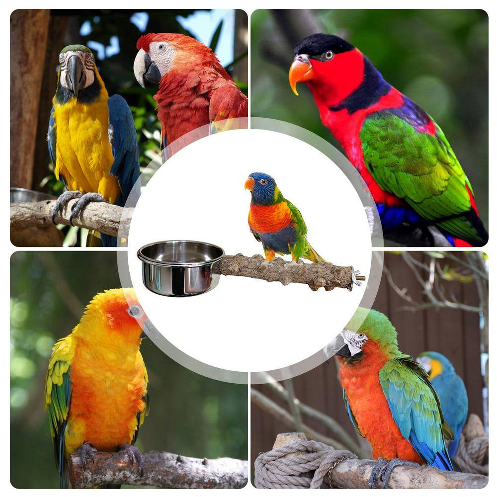 IMSHIE Bird Feeding Cups with Wooden Stand, Food Box Bowl Parrot Toy, Cage Accessories for Parrots, Budgerigars, Parakeets, Cockatiels, Lovebirds Everyday Animals & Pet Supplies > Pet Supplies > Bird Supplies > Bird Cages & Stands IMSHIE   