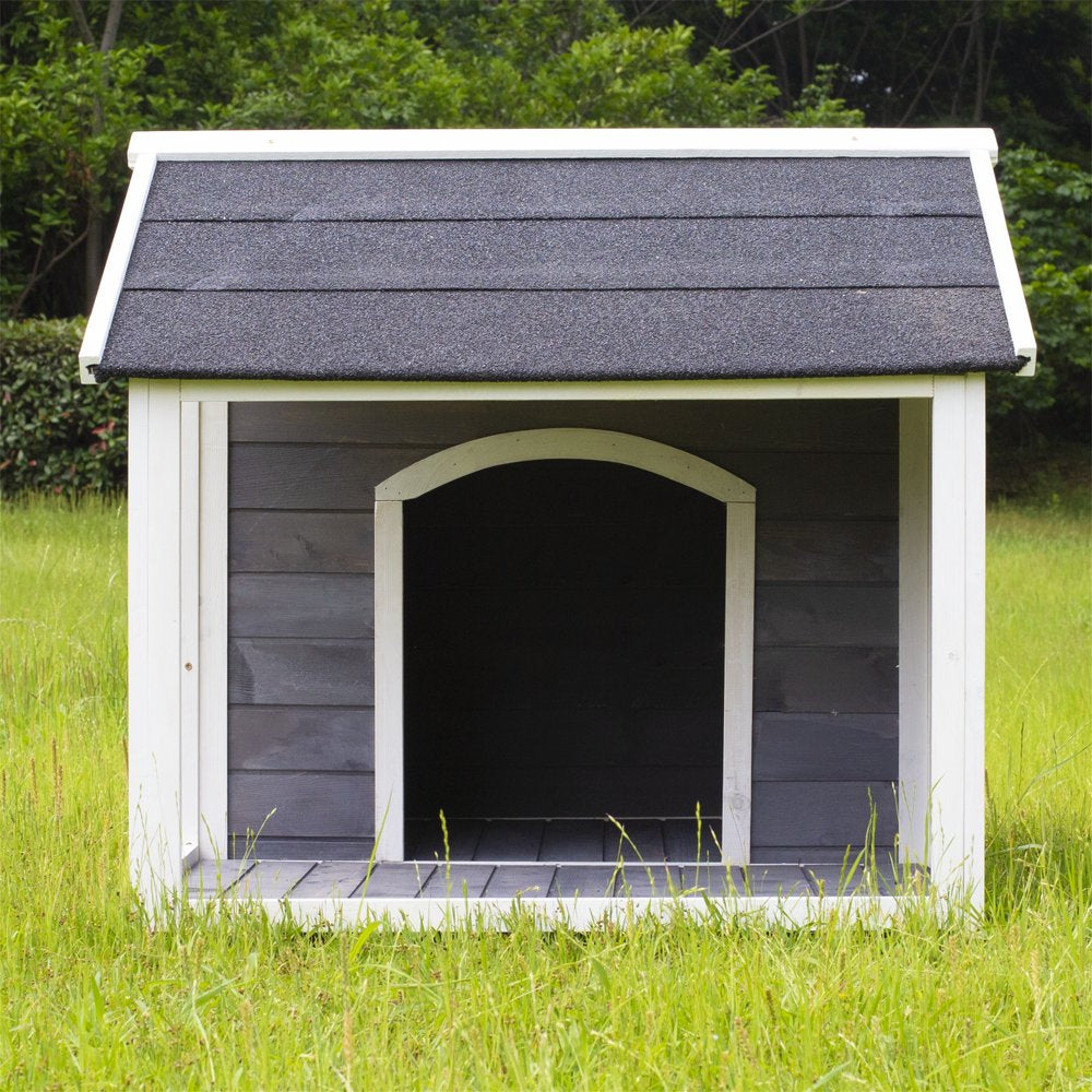 Aukfa Wooden Dog House-Outdoor Dog Cage with Waterproof, Spacious Porch for Medium Pets-Gray Color Animals & Pet Supplies > Pet Supplies > Dog Supplies > Dog Houses General   